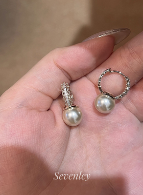 七与 新品【蕾丝晨露】温柔小众~法式复古咖金珍珠耳扣耳环