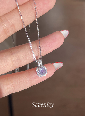 1.15上新85折【紫气东来】巨美巨闪~冰切玫瑰钻项链925纯银锁骨链