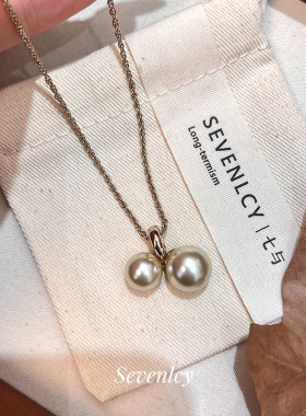 七与新品【摩卡樱桃】高品限定长项链秋冬咖啡金珍珠毛衣链女