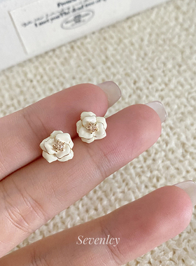 法式轻奢高级感玫瑰山茶花耳钉