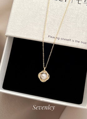 新品【星云】925纯银淡水珍珠项链轻奢闪亮满钻锁骨链女