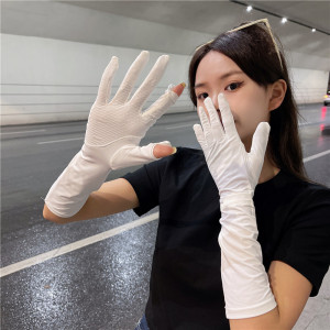 防滑手套女夏季长款薄户外骑行透气全指防晒开车冰丝袖套2026新款