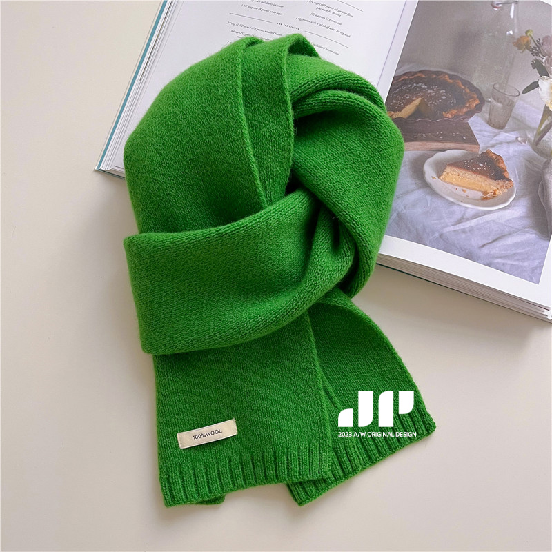 冬百搭男女生纯色围巾100%纯羊毛