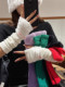 百搭少女学生护胳膊爱心毛绒拼接长款 针织手套秋冬季 新款 半截手套