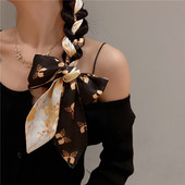 绑头发头绳新款 韩国可爱头巾女网红超仙外出绑发法式 丝巾蝴蝶发带