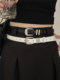 2025夏季 带 饰裤 新款 韩系黑色银扣细皮带女士复古简约百搭ins风装