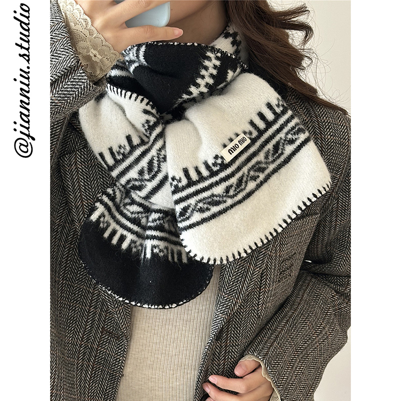 费尔岛双面提花针织围巾保暖围脖