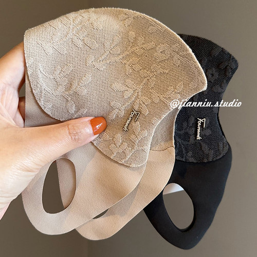 2025新款加厚蕾丝提花保暖口罩女秋冬季立体无痕透气防风防寒面罩