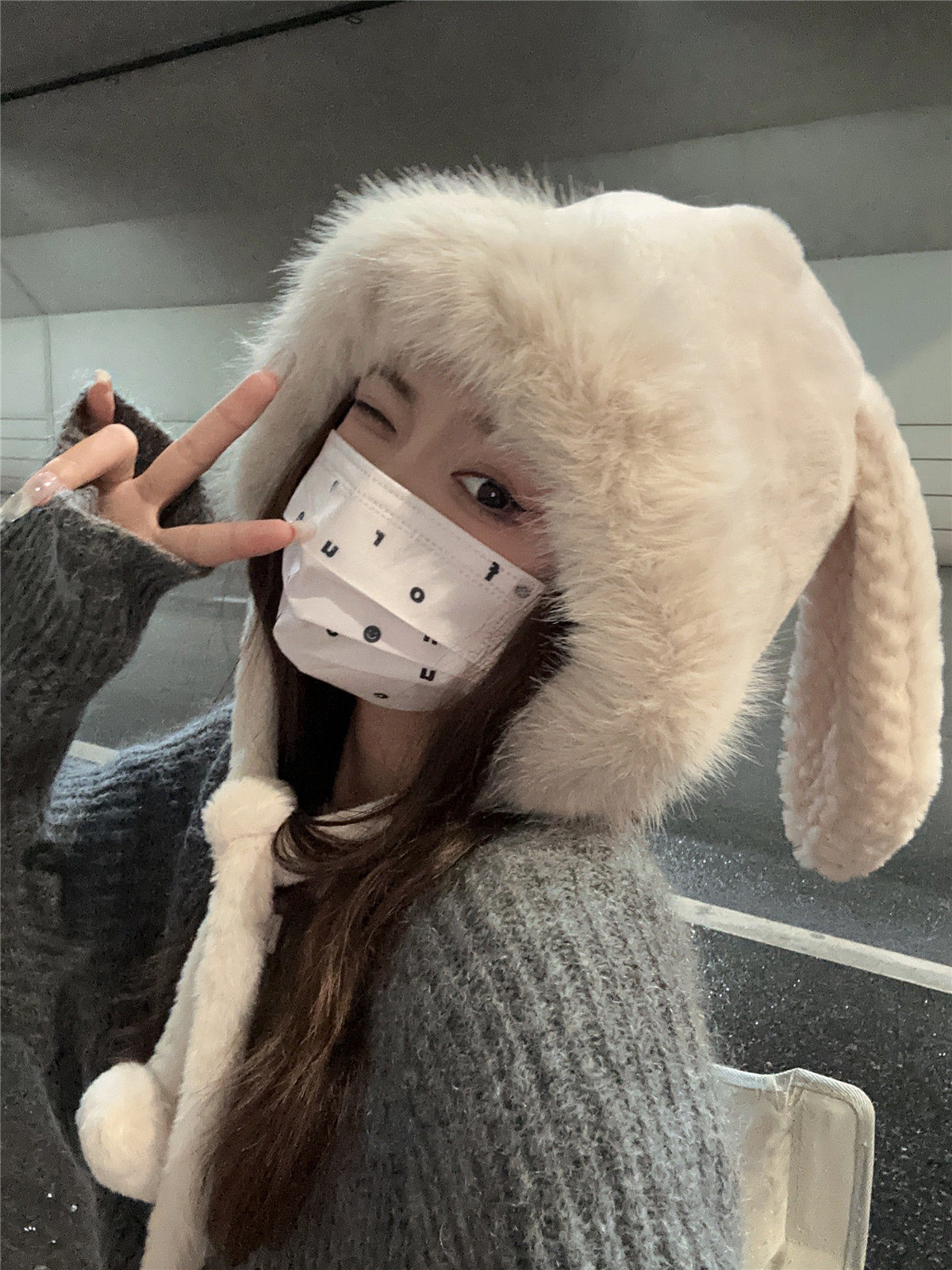 出游女秋冬兔耳朵雷锋帽加厚保暖