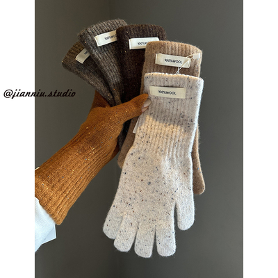 女士彩色点点手套露指可触屏保暖