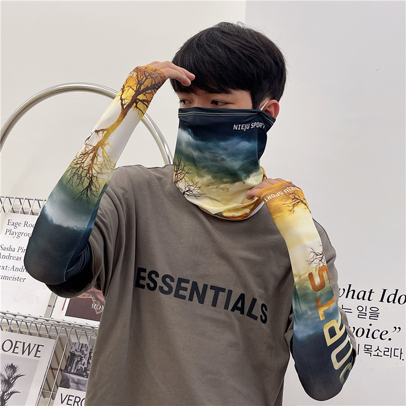 围脖防晒面罩夏天男士冰丝袖套骑行摩托车头套钓鱼运动面巾户外潮