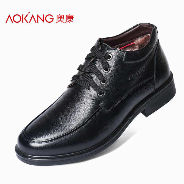 奥康 冬季加绒保暖 头层牛皮 男士皮鞋 优惠券折后￥149包邮（￥249-100）一脚套、系带可选