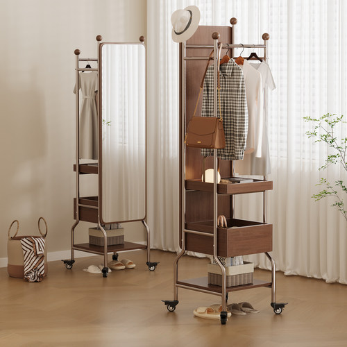 中古风穿衣镜挂衣架一体