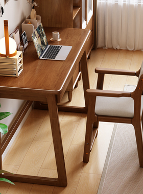 实木书桌不占地方电脑桌带抽屉小户型学生家用学习卧室书房工作台