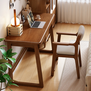实木书桌不占地方电脑桌带抽屉小户型学生家用学习卧室书房工作台