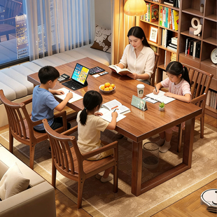 全实木大板书桌去客厅化长条工作学习桌书房办公写字台莫比恩餐桌