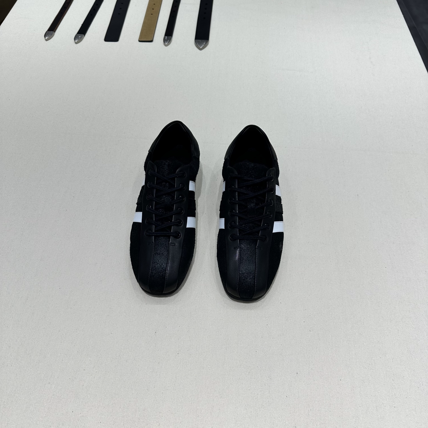小众复古真皮德训鞋男黑色