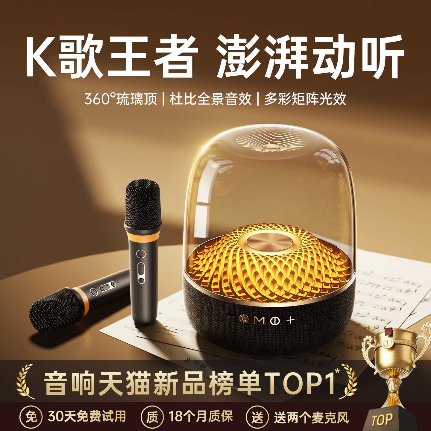 金运K歌音响话筒音响一体麦克风家庭ktv音响箱套装唱歌无线卡拉ok