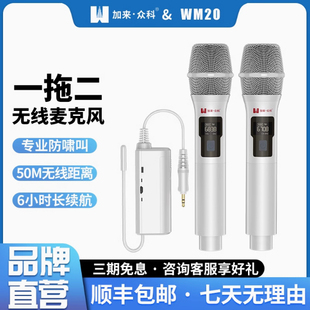 加来众科WM20无线话筒一拖二防啸叫户外直播唱歌演出手持麦克风