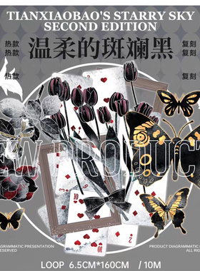 4件包邮】田小宝 温柔的斑斓黑 亮面pet 和纸胶带 台湾手帐