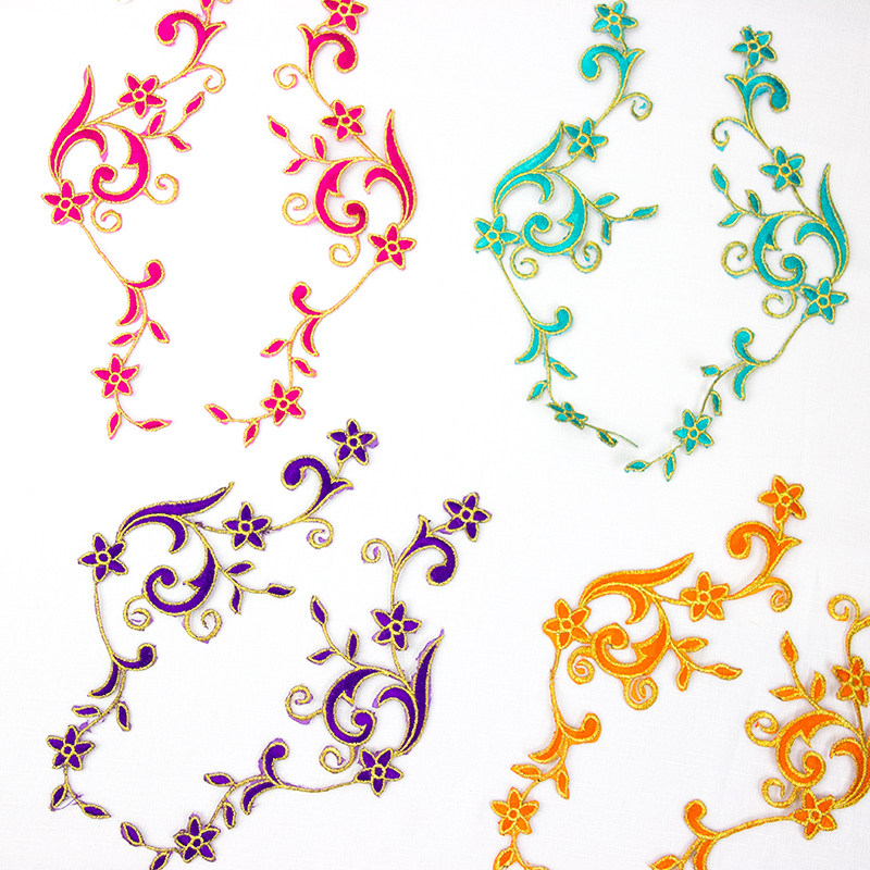 中国古风背面胶水熨烫粘贴刺绣布贴复古风服装古装汉服表演服装饰