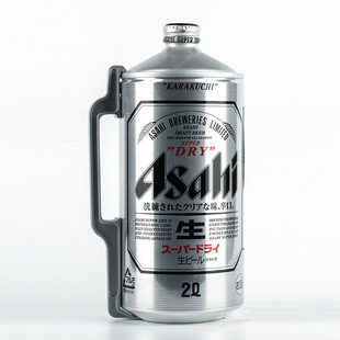 日本原装进口啤酒 5度ASAHI朝日超爽生啤2L大桶装黄啤酒 正品特价