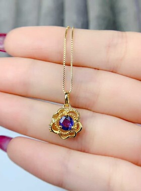 新款天然坦桑石吊坠925银镶嵌女时尚轻奢饰品送女友新年礼物