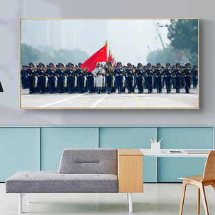 军事主题天安门天坛风景装饰画军人仪仗队导弹客厅办公室挂画海报