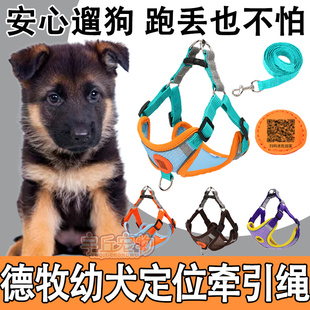 德牧黑背狗狗专用牵引绳项圈胸背带幼犬背心式夜光遛狗绳子可调节