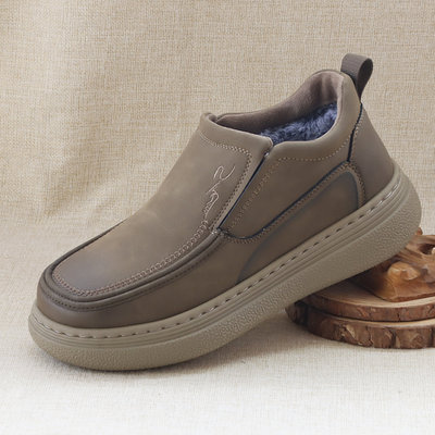一脚蹬宽胖脚冬季保暖厚底爸爸鞋