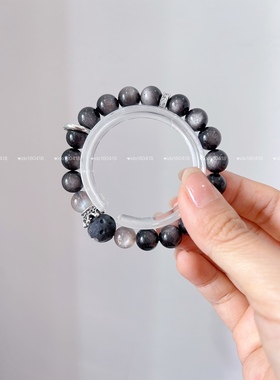 多加手作【黑暗荣耀】暗黑系黑曜石银耀石甜酷风水晶手链原创手饰