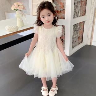 女童连衣裙夏季2025新款儿童洋气表演服宝宝薄款夏装网纱公主裙子