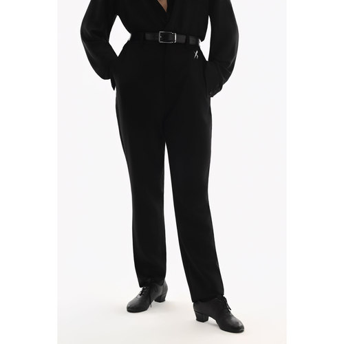 Clouds.X拉丁男士黑色半松紧直筒微收裤带腰带练习练功训练长裤