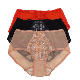 婷美正品 TK1602奢华中腰纯色蕾丝网纱面料轻薄透气 女生三角内裤