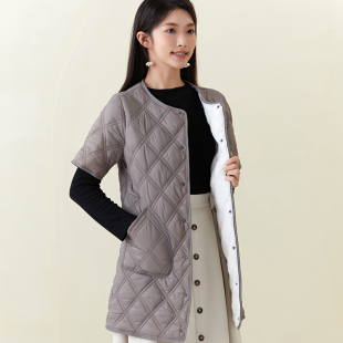 坎肩半袖 冬季 加厚妈妈保暖背心马夹女款 羊羔绒秋冬新款 马甲女长款