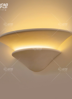 美式VC法式石膏壁灯创意卧室床头灯设计师客厅背景墙明装侘寂灯