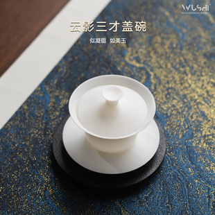 高端三才盖碗茶具景德镇不烫手精致单个高档功夫泡茶白瓷2026新款