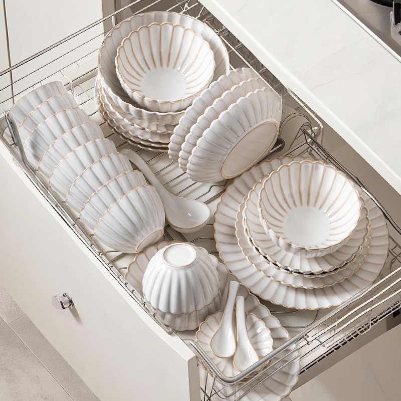 sisin诗心 法式丹菊釉下彩碗碟套装家用餐具套装陶瓷碗盘家用新品