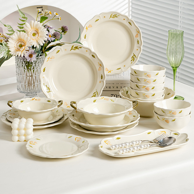 sisin诗心 桔梗碗碟套装家用餐具套装碗盘陶瓷结婚乔迁新款送礼