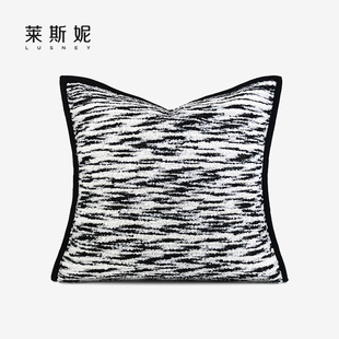 现代轻奢样板房抱枕沙发客厅黑白肌理花纹棉麻棉麻抱枕定制床头软