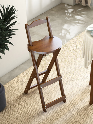 可折叠吧台椅高脚凳家用收银台酒吧餐厅椅子客厅靠背实木现代简约