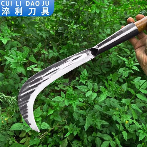 手工锻打全钢锋利砍割两用镰刀