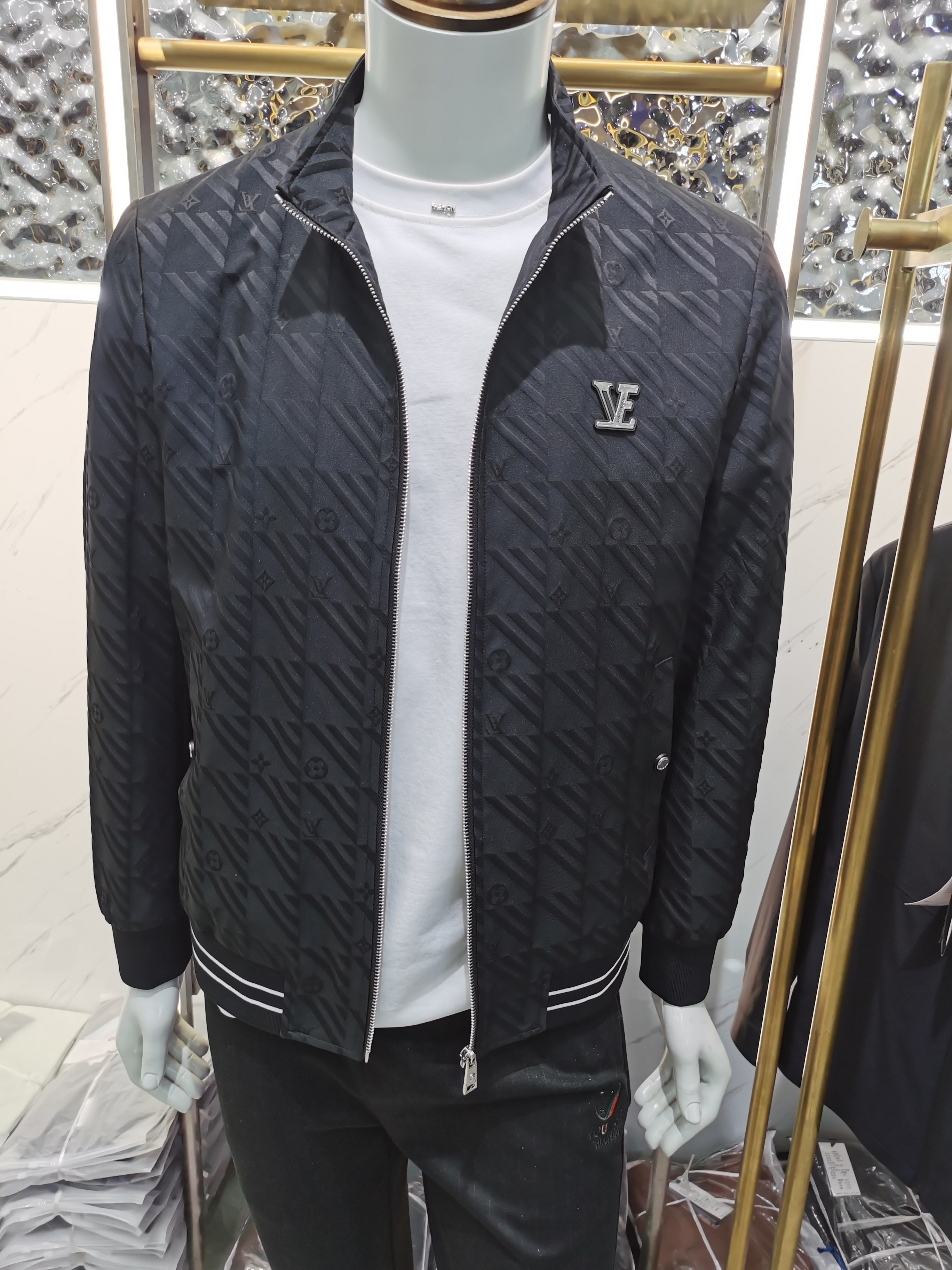 2026春季新款男士夹克立领暗花纹商务休闲中年外套爸爸装潮流夹克