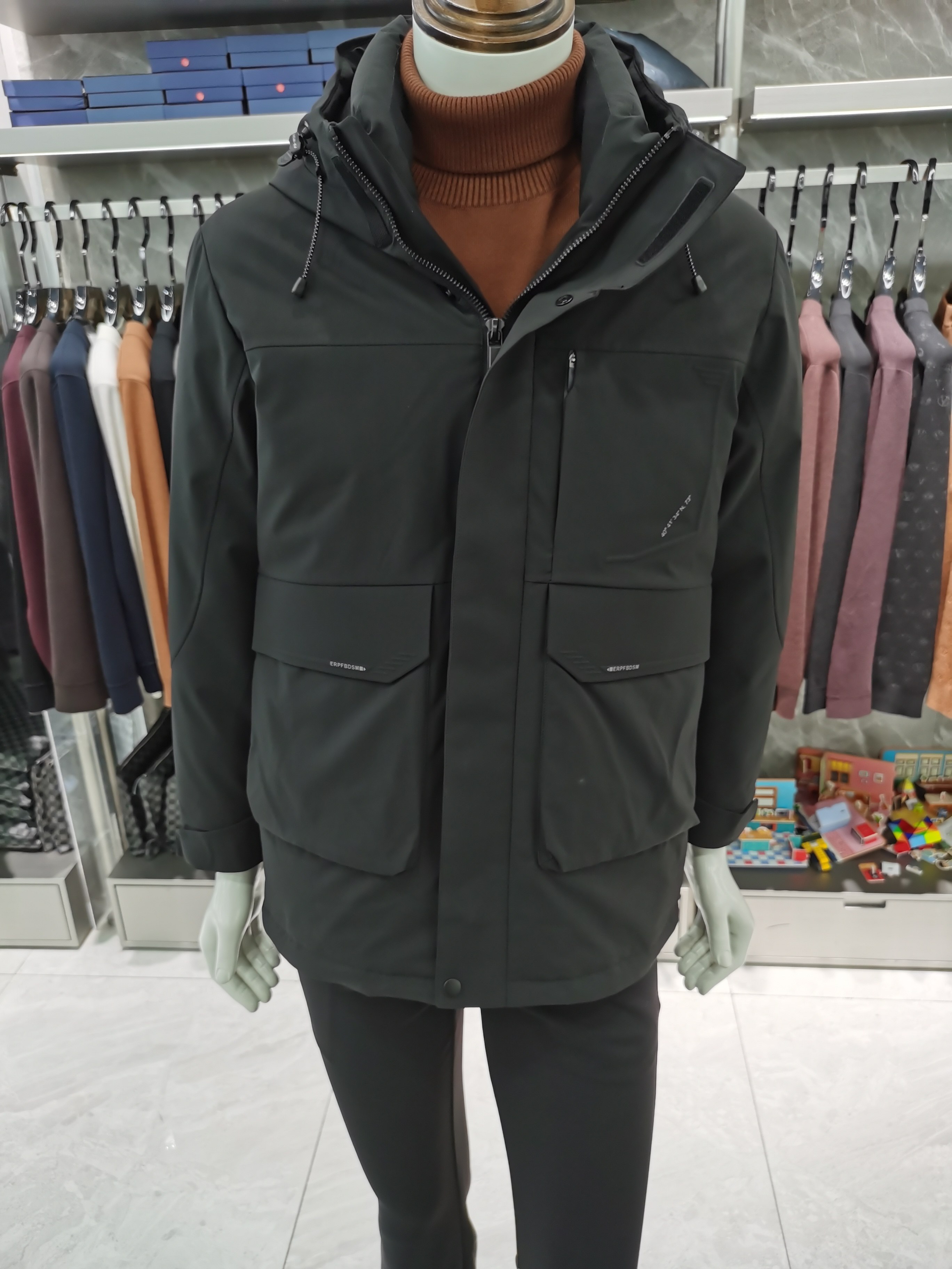 高端品牌2025冬季男士中长款三防羽绒服加厚白鸭绒羽绒服外套男