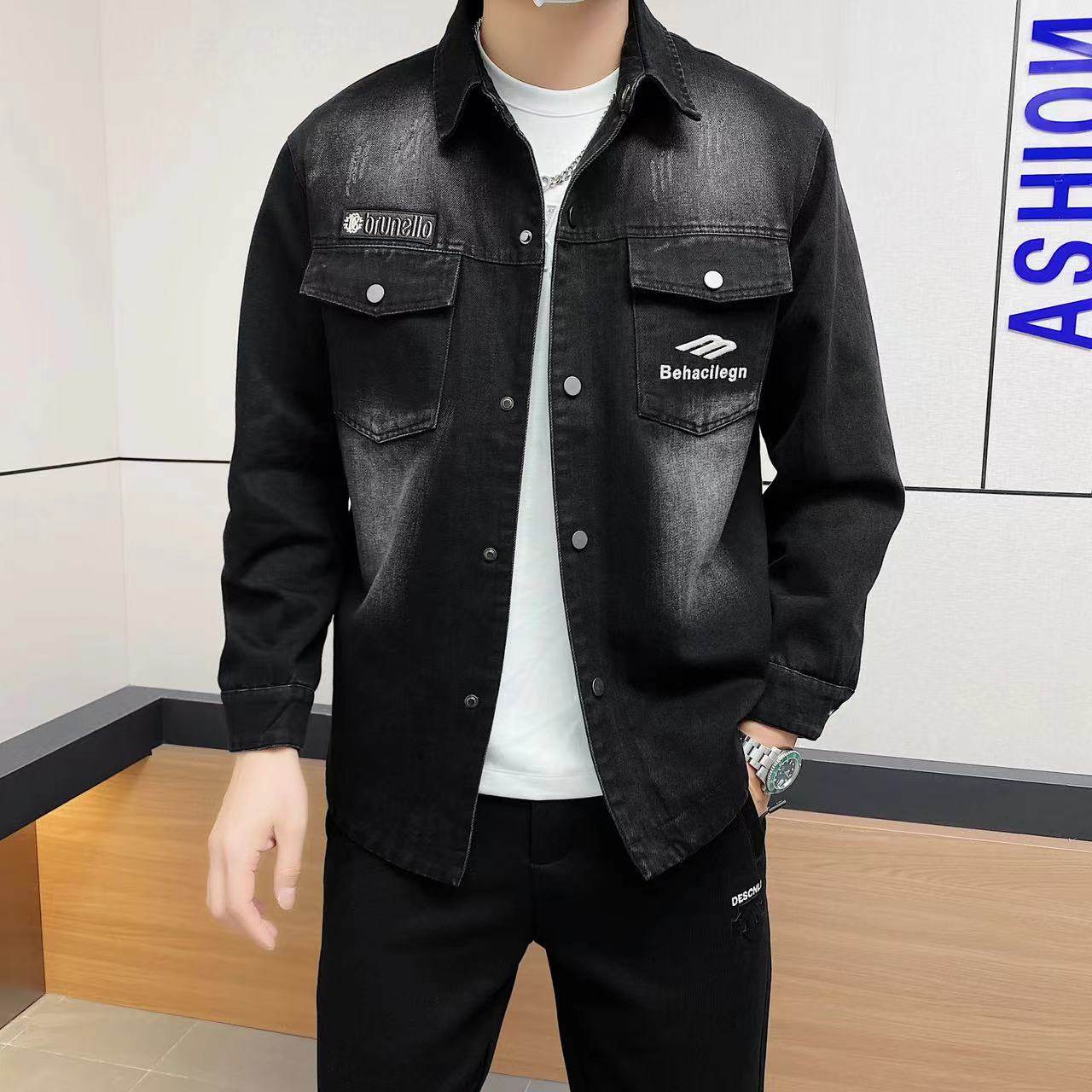 青年帅气修身潮牌牛仔夹克春季休闲时尚韩版潮流外套翻领春秋男装