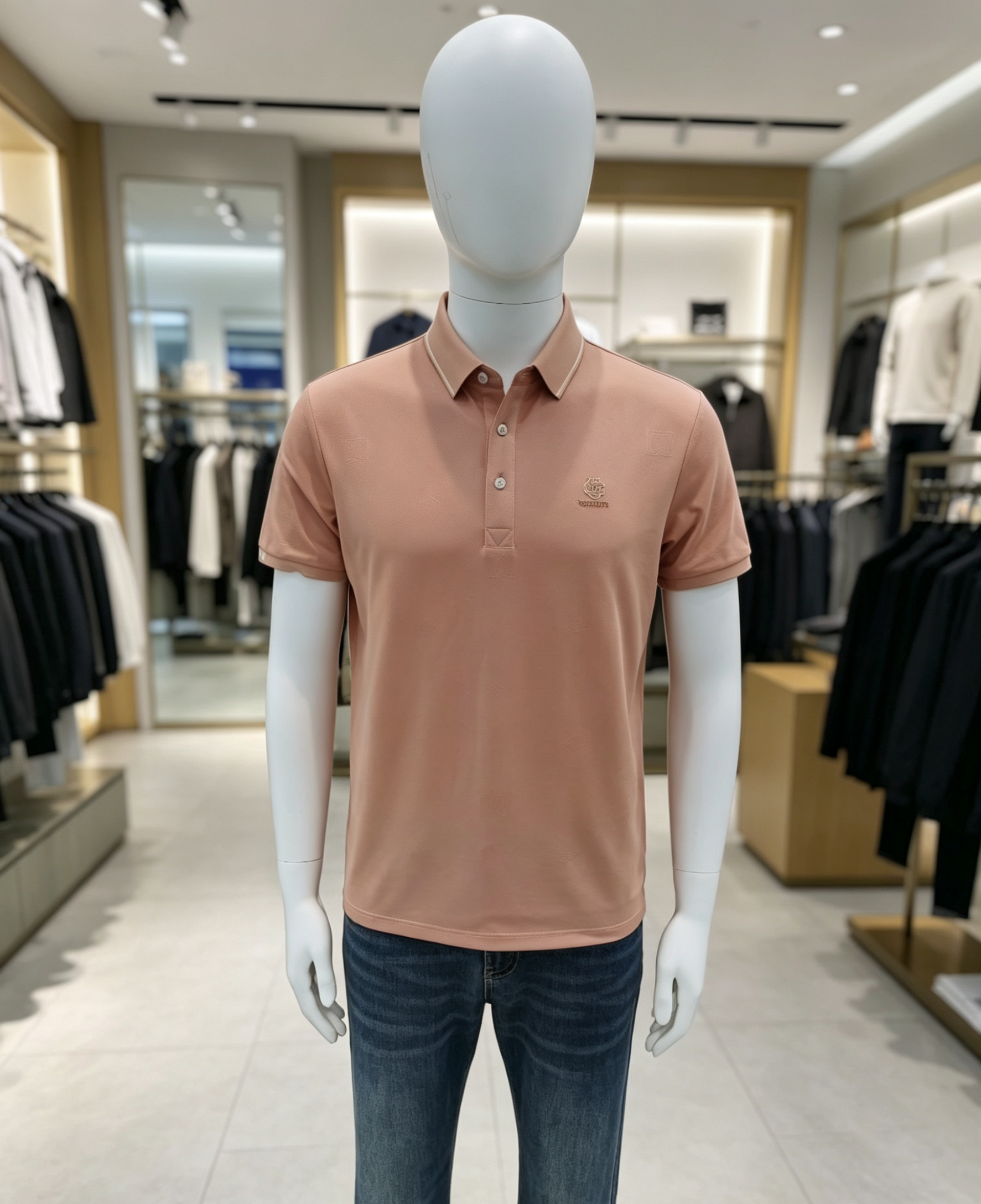 高端品牌2026夏季新款男士短袖粉色POLO衫休闲翻领T恤上衣男潮流