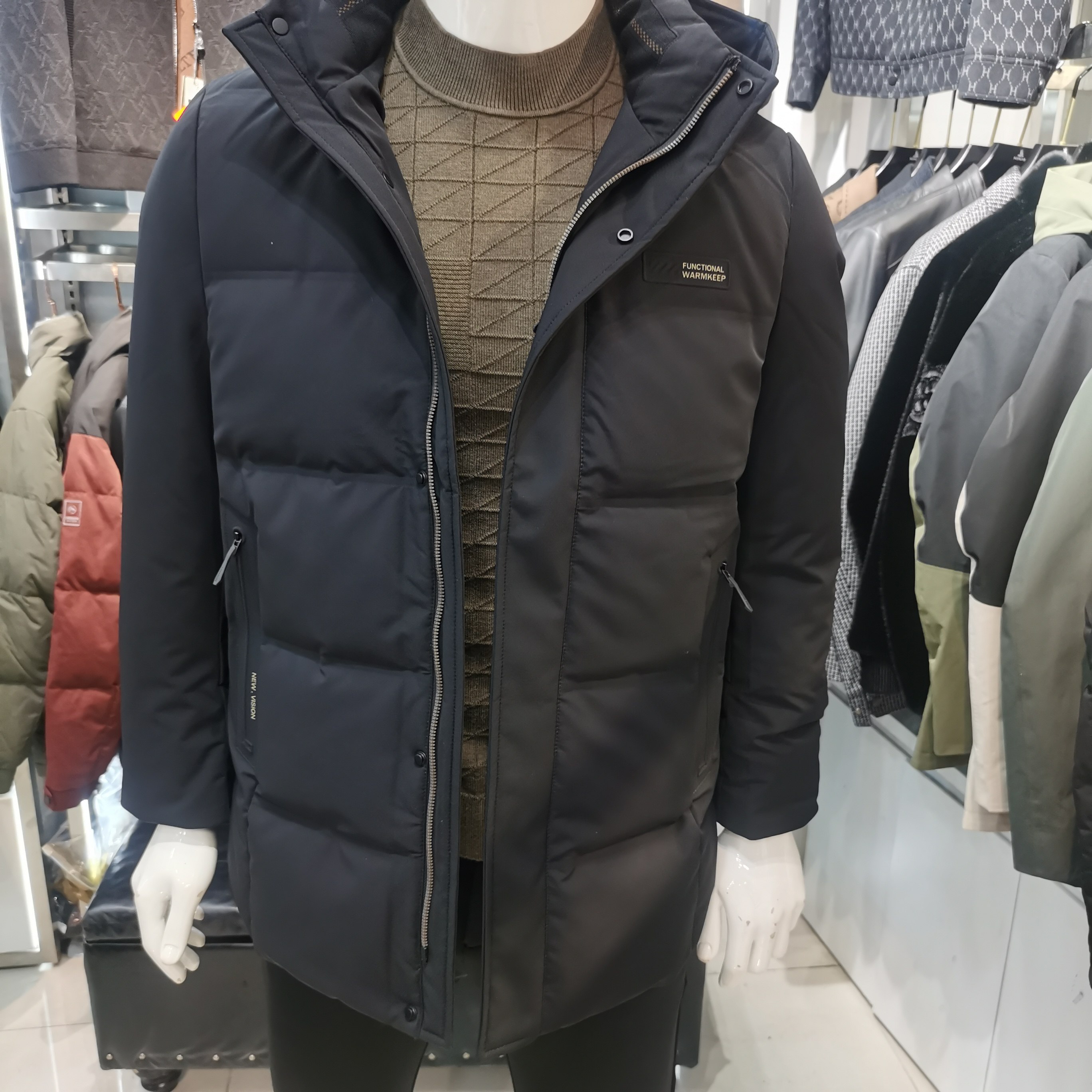 高端品牌羽绒服男2025冬季新款中长款款加厚保暖白鸭绒爸爸冬外套