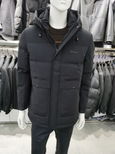 高端品牌25年冬季男士保暖中长款羽绒服可拆卸帽保暖中青年羽绒服