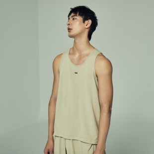 JAMY WEE原创设计 沙色棉混纺垂感针织面料 宽松背心