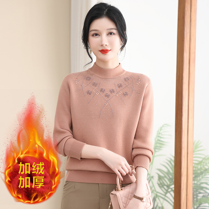 2025妈妈冬季加厚加绒大码毛衣